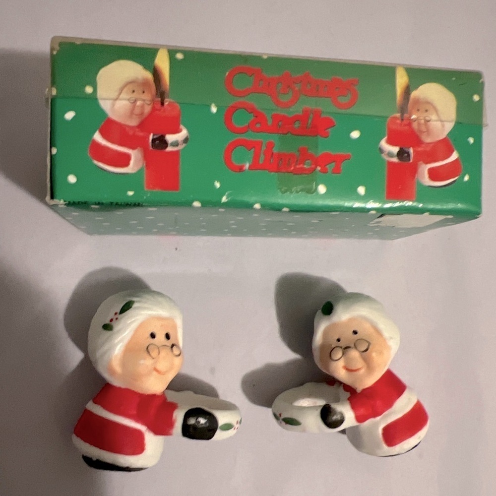 Vintage Christmas Candle Climbers Mrs. Claus Set in Original Box Taiwan